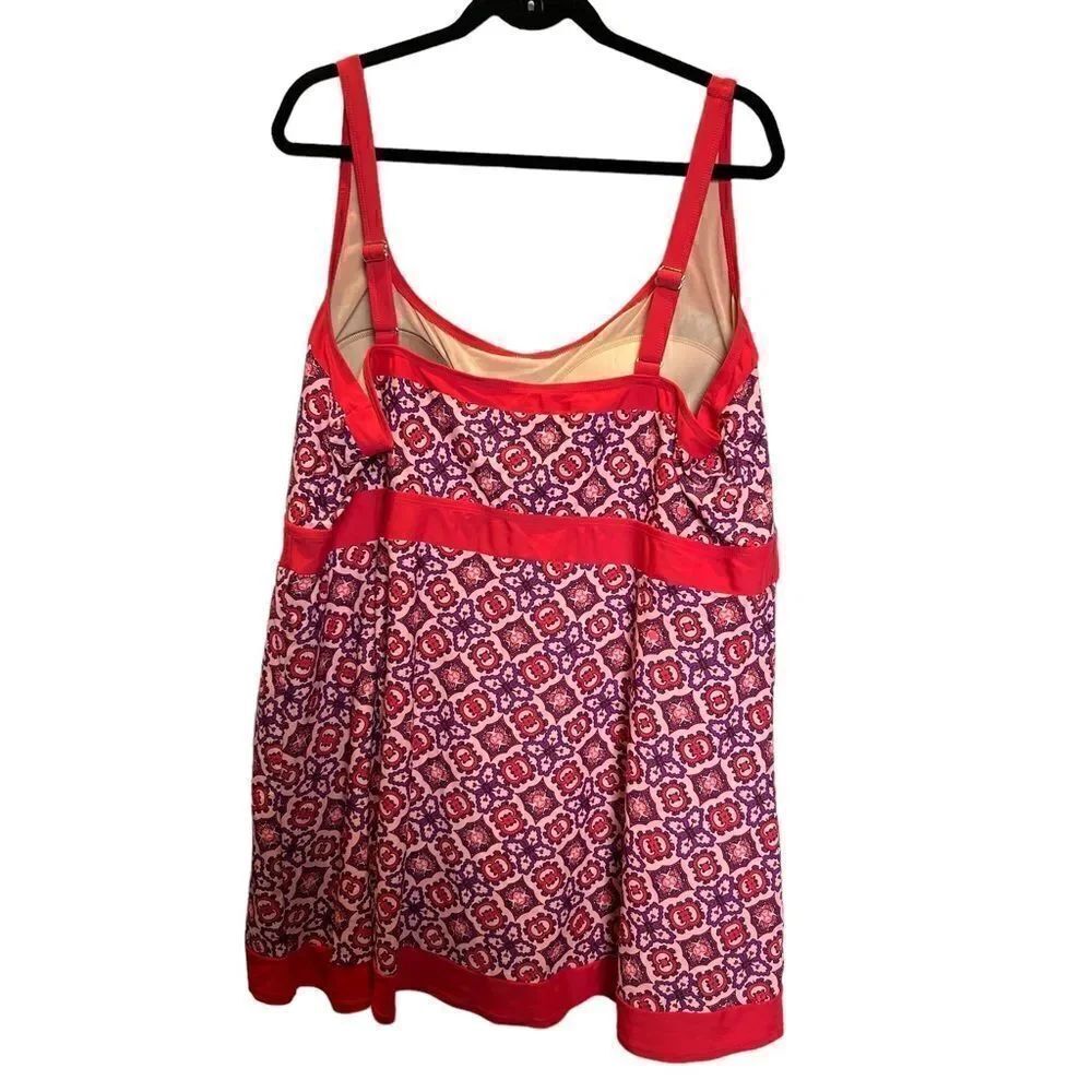 Swimsuits For All One Piece Swim Dress Size 30 Purple and Pink Print - Picture 2 of 14
